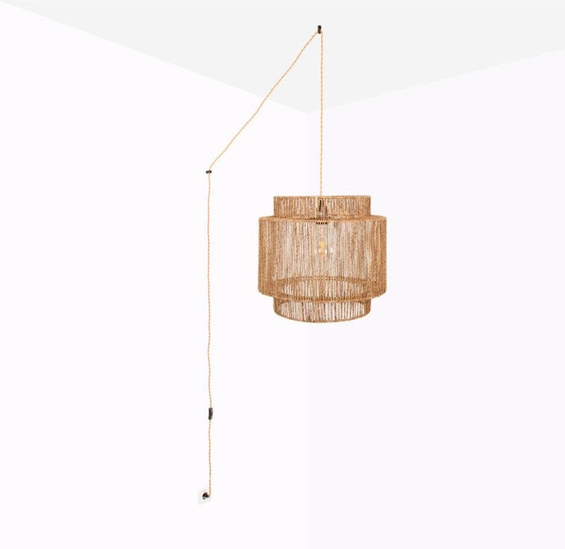 Barcelona Led - Wandleuchte aus Jute 'rawa' mit Schalter und Stecker - E27