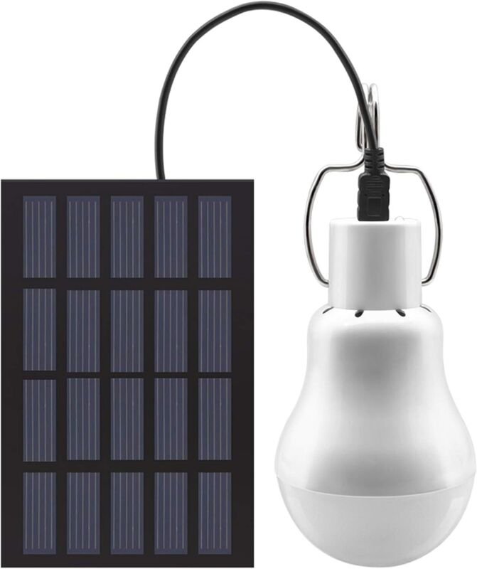Tragbare Solar-LED-Lampe mit Solarpanel für Garten, Terrasse, Innen- und Außenbereich, Wandern, Camping, Zelt und Angeln