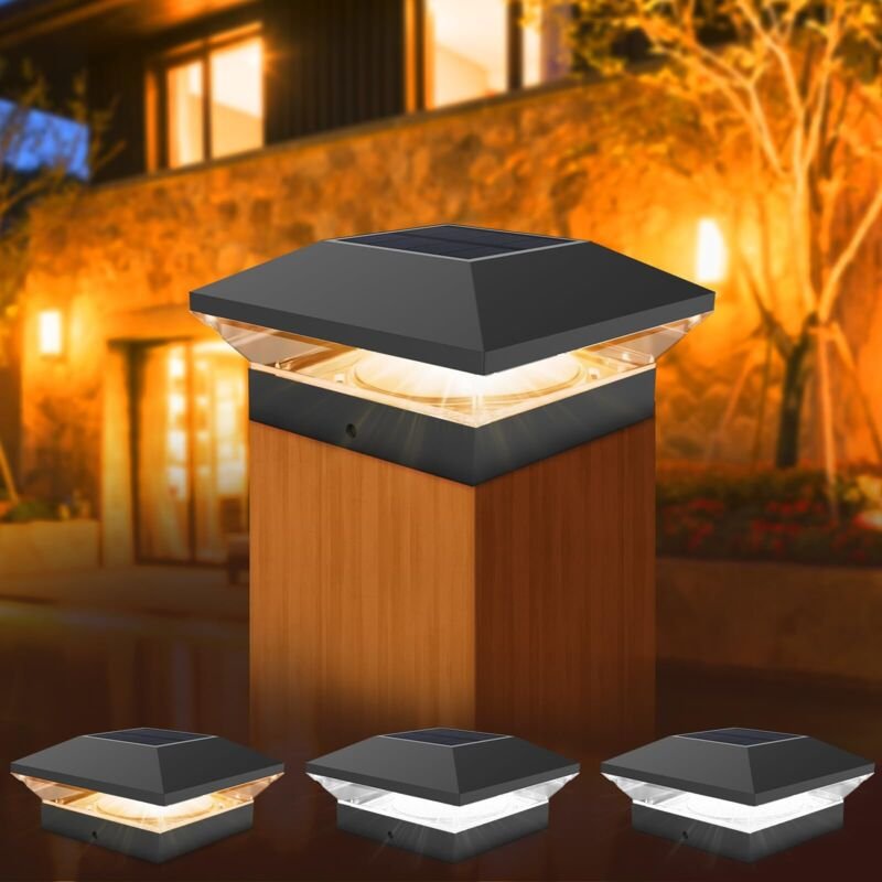 Solarpfostenkappen, Solarleuchten Schutzkappen 9x9 10x10 12,7x12,7, 3000K und 6000K Wasserdicht IP65 für Terrasse Zaun S...