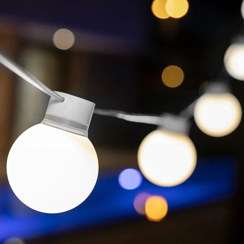 Thumbnail - Licht-erlebnisse - led Lichterkette außen IP44 3000 k warmweiß 5m lang + 3m Kabel mit Stecker Außenlichterkette Outdoor ...