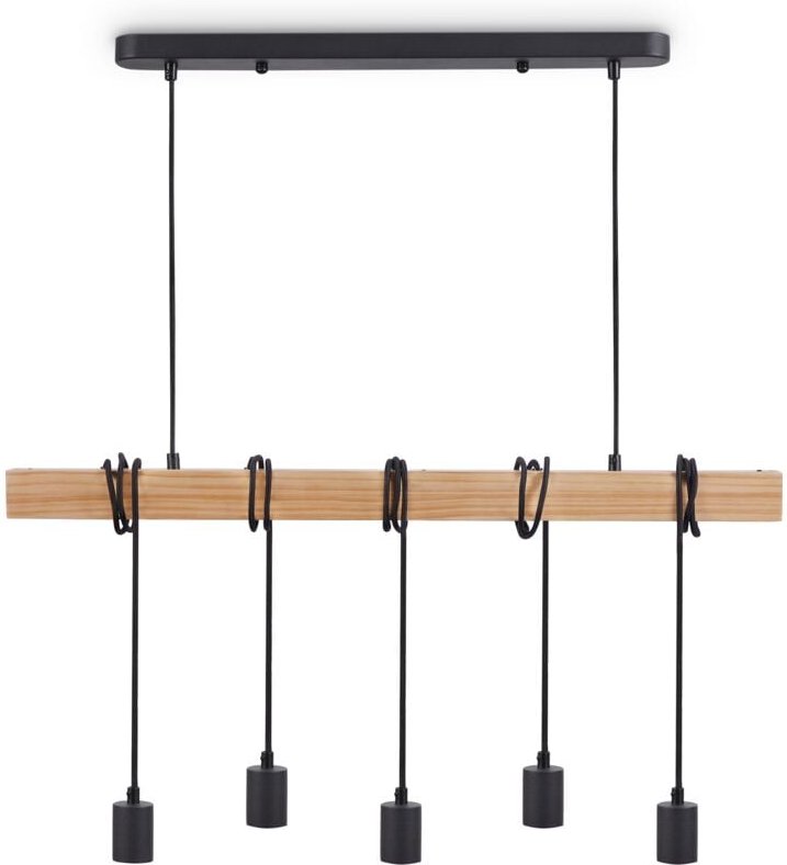 Paco Home Pendellampe Hängelleuchte Hängelampe Wohnzimmer Esszimmer Küche Vintage E27 Schwarz, Pendelleuchte 5xE27