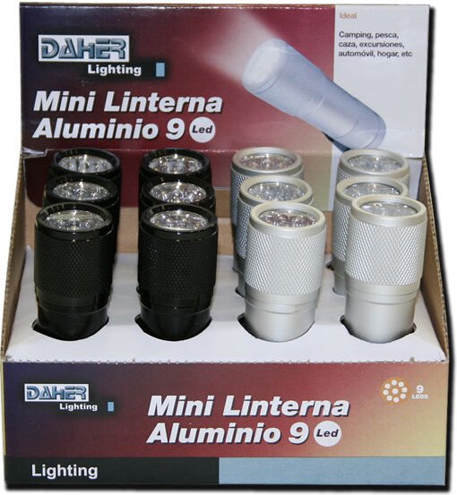 Electro Dh - Packung mit 12 Einheiten (Display) Taschenlampe aus Aluminium. 9 Leds 60.362 8430552122363