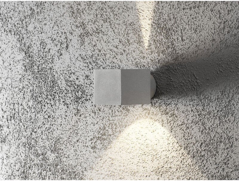 Led Außenwandleuchte eckiger Wandspot Up-Down, Höhe 9cm, Grau
