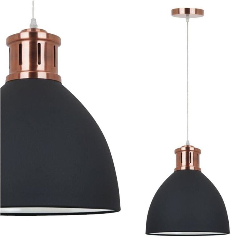 Lola - Industrieller und Retro hängender hängender Graphit, rotes Kupfer 1 Licht mit Graphitschirm, E27 - Italux