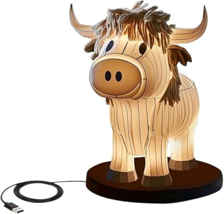 Tlily - Kuh-Tischlampe, Bauernhaus-Nachtlicht, USB-Nachttischlampe, kleiner Nachttisch für das Home Office, Schlafzimmer...