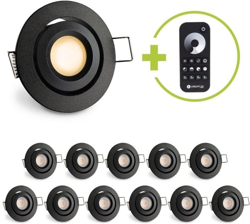 Einbaustrahler Mini schwenkbar Matera 3W 2700K IP44 - Farbe: schwarz matt - Anzahl: 12x