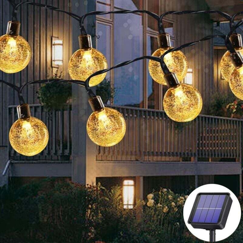 Vtizikl Guirlande lumineuse solaire d'extérieur, 50 LED, 7 m, 8 modes d'éclairage, étanche, pour jardin, arbres, terrass...