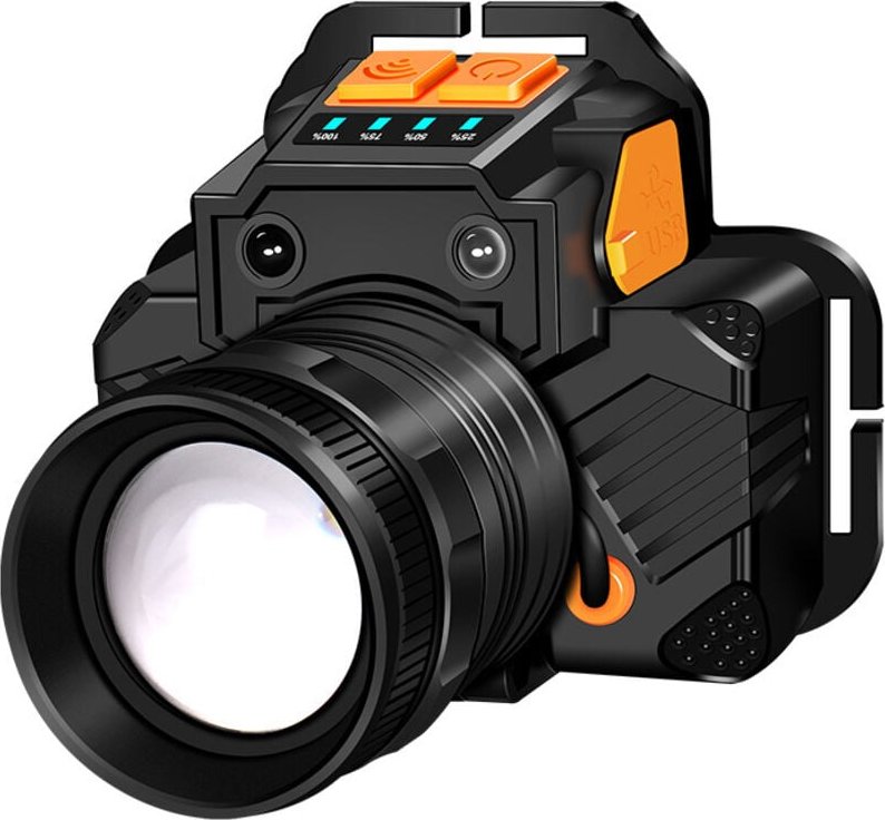 Stirnlampe, LED-Stirnlampe, superhelle, per USB aufladbare Stirnlampe, 3 Helligkeitsstufen, 90° verstellbar