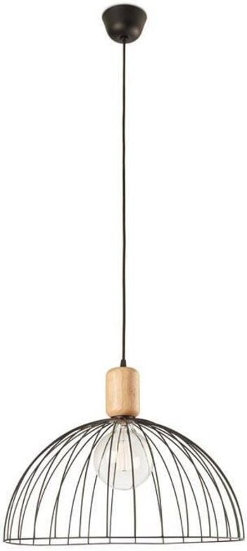 Contrast - Käfig Deckenanhänger Matt Schwarz Hellholz 1x E27 48,7 cm - Leds-c4