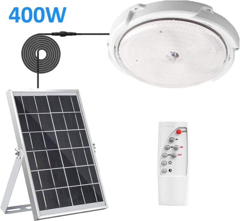 Trade Shop - plafoniera faro led pannello solare 400 w mit sensore crepuscolare IP65 exteral -