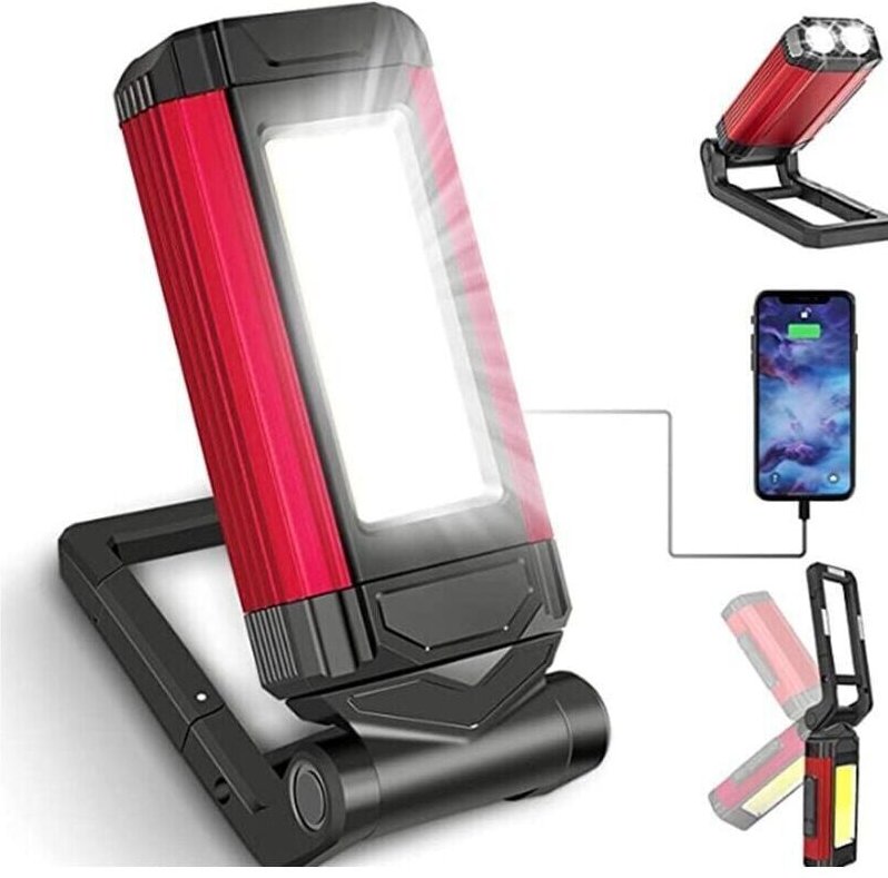 Leistungsstarke, wiederaufladbare LED-Werkstattleuchte mit Magnetfuß, wasserdicht nach IPX6, für Garage und Camping