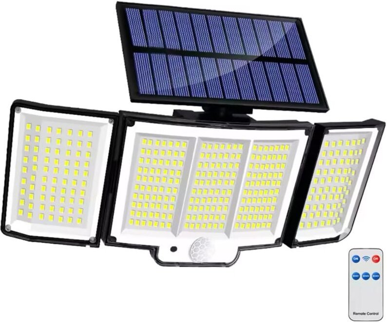 Solar-Außenfluter, 360°-Wandleuchte, wasserdichter Solar-Sicherheitsfluter, Außenbeleuchtung mit Sensor, großflächige Be...