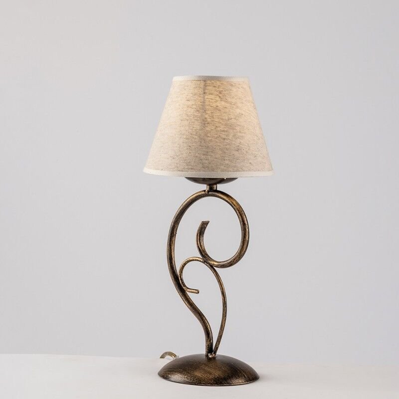 Bonetti Illumina - Vienna Brown Gold Tischlampe One Light Stoffeffekt Lampenschirm 16x h38 cm
