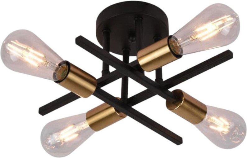 Trade Shop - PLAFONIERA A SOFFITTO DESIGN INDUSTRIALE MODERNA NERO ORO 4 PORTALAMPADA ATTACCO E27 PN-16 -