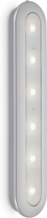 Briloner - row Schrankbeleuchtung, Push-Taste, kleben und bohren, Timerfunktion, Batteriebetrieb, silberfarbig, 30,5 x 6...