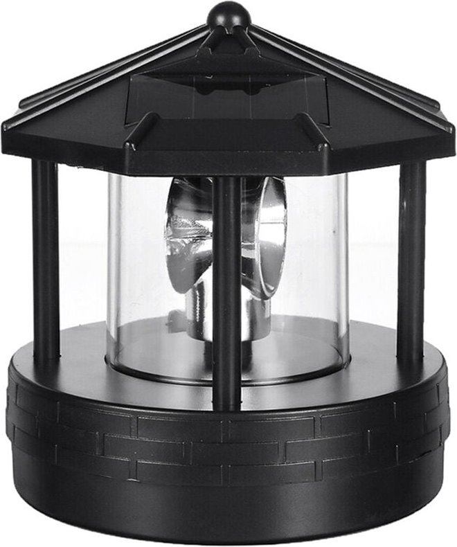 Wasserdichter, drehbarer, solarbetriebener LED-Leuchtturm für den Außenbereich, dekorativer, drehbarer Leuchtturm