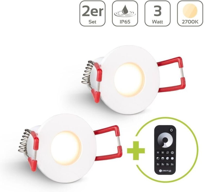 Einbaustrahler Mini Livorno 3W 2700K IP65 - Farbe: weiß - Anzahl: 2x