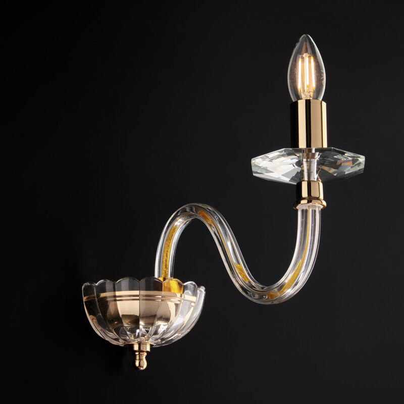 Bonetti Illumina - Ruben - Wandleuchte aus goldenem Eisen mit transparentem Glas 1 Licht .13 - P.30 - BL267-AP1-OR