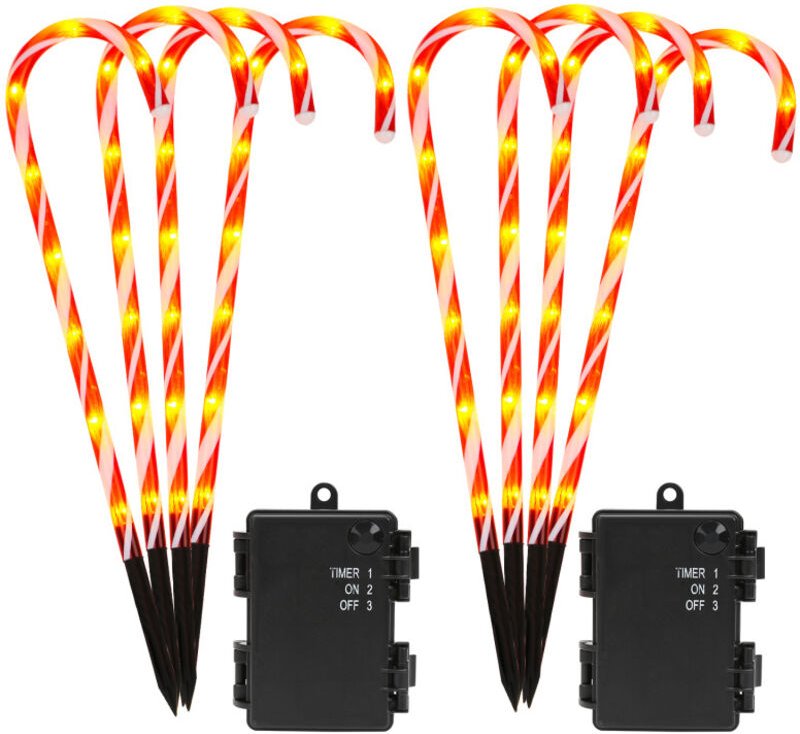 SWANEW 8x LED-Gartenleuchtstäbe LED Zuckerstangen 32 LED Lichter Außenbeleuchtung Lichterkette Garten Weihnachtsbeleucht...