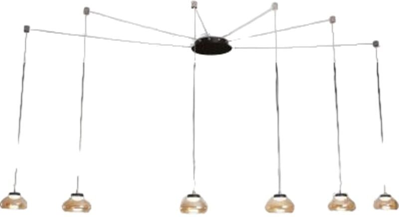 Fabas Luce - Arabella LED-Hängeleuchter aus Metall und geblasenem Glas, bernsteinfarben 3547-46-125 Fabas Luce