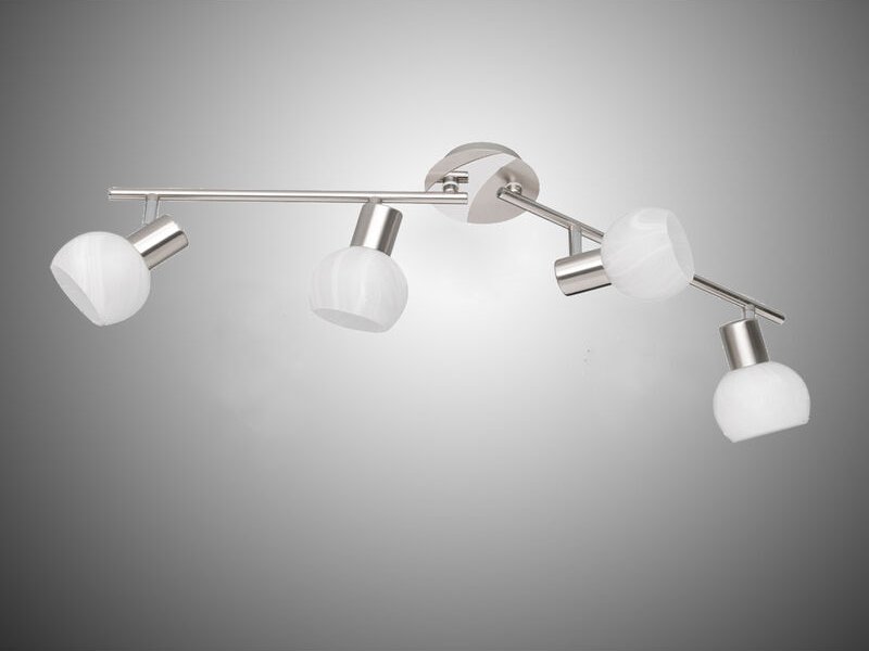 Deckenstrahler antibes 4-flammig Silber Chrom & Glas Alabaster, Breite 69cm