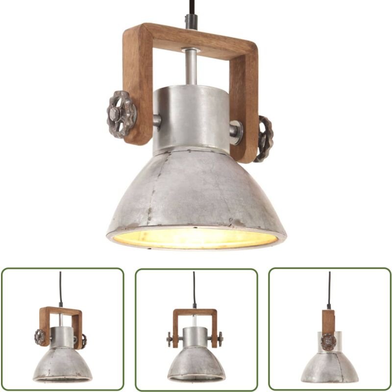The Living Store Hängelampe Industriestil 25 W Silbern Rund 19 cm E27 - Hängelampe - Industrielampen - Vintagelampe - Wo...