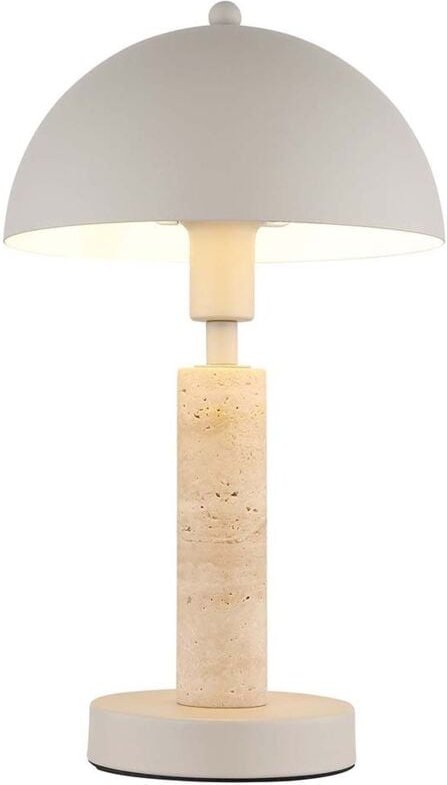Tischleuchte Nachttischlampe Leselampe Metall sandfarben Travertin Stein H 34 cm