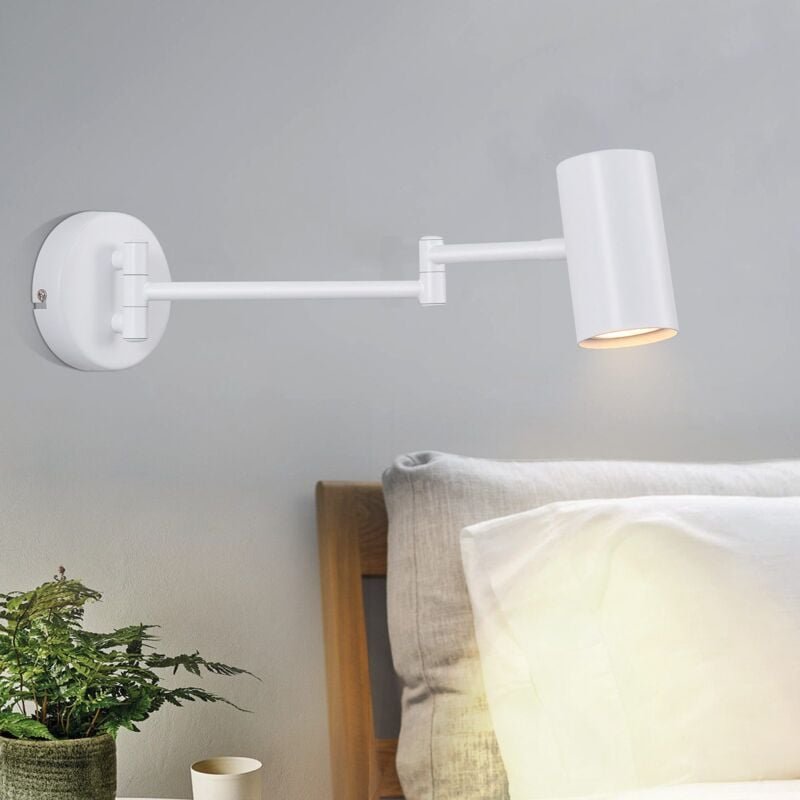 GBLY Wandleuchte Innen Wandlampe GU10 - Schlafzimmerlampe Wandstrahler Wandleuchten Modern Weiß Langer Arm Schwenkbar Me...
