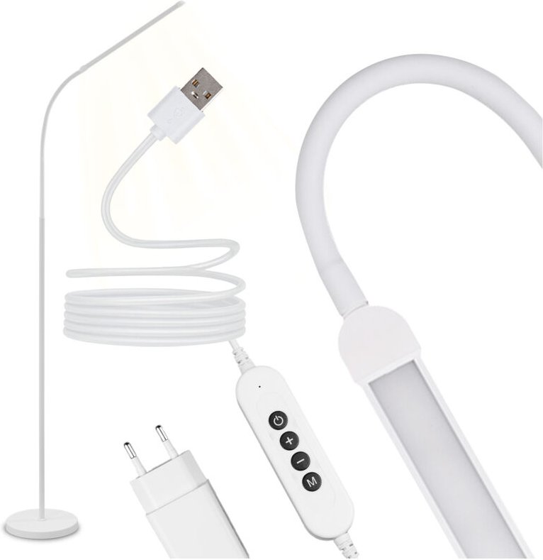 LED-Stehleuchte 14 W, Farbtemperatur dimmbar, Höhenverstellung, LONGA 2, Weiß, LUMILED