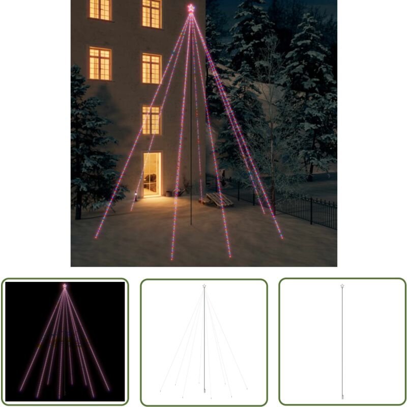 The Living Store - Weihnachtsbaum-Lichterkette Indoor Outdoor 1300 LEDs Bunt 8 m
