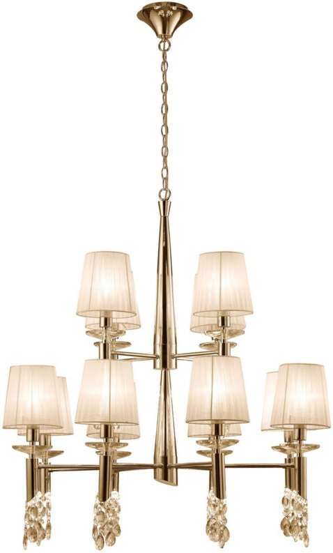 Inspired Mantra Tiffany Pendelleuchte mit 2 Ebenen, 12+12-Licht, E14+G9, französisches Gold mit cremefarbenen Farbtönen ...