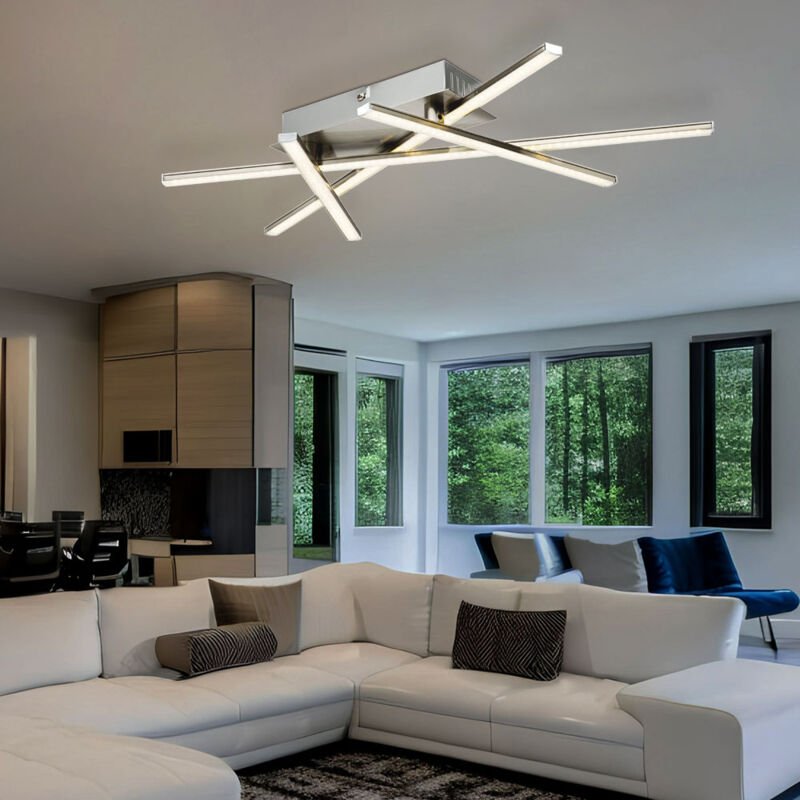 Led Deckenstrahler Deckenlampe Design 4 Stäbe Glitzerfolie Nickel Wohnzimmer Beleuchtung