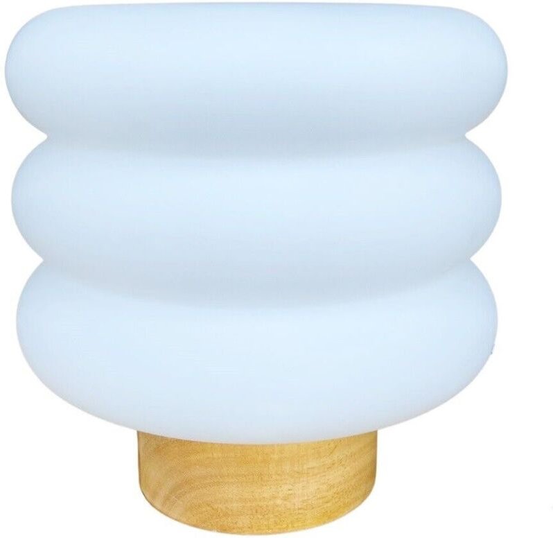 Okaffarefatto - Weiße Tischleuchte für Nachttisch mit Holzsockel moderner weißer Lampenschirm