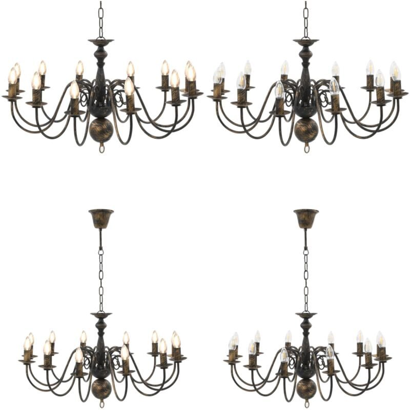 Kronleuchter Antik-Schwarz 12 × E14-Fassungen - Kronleuchter - Deckenleuchte - Home & Living - Schwarz