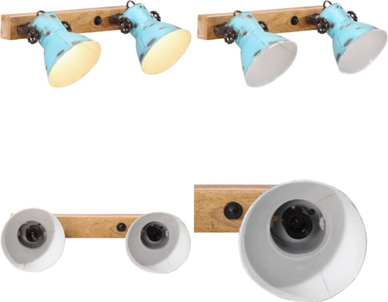 Wandleuchte 25 W Blau 45x25 cm E27 - Industriel Stil - Wandleuchte - Eisenleuchten - Holzmöbel - Wohnraum Dekoration - H...