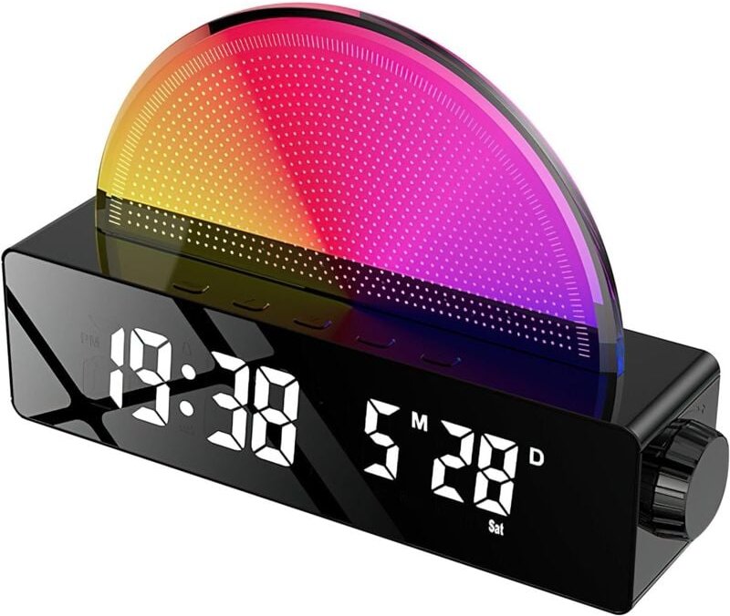 Digitaler Wecker, Lichtwecker mit USB-Ladefunktion, intelligenter Wecker, Stimmungslicht, Nachttischlampe, farbiges LED-...