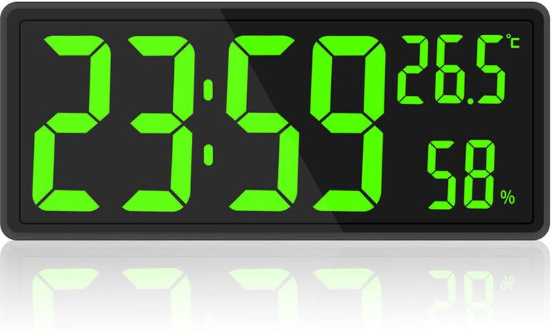 Lablanc - Digitaluhr mit großem Bildschirm, große digitale Wanduhr mit Temperatur und Luftfeuchtigkeit, digitale Wanduhr...