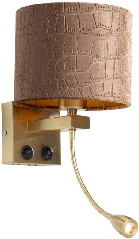 Wandleuchte Bronze mit Samt-Schirm Krokodil-Design 18cm - Brescia