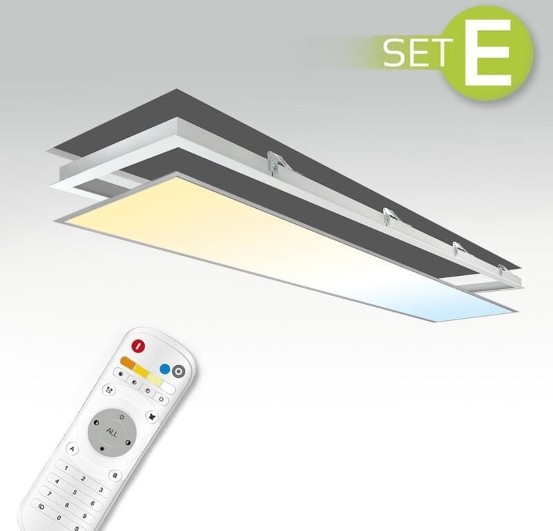 CCT LED Panel 150x30cm Einbauset 48W 3000K-6000K inkl. Fernbedienung und Einbaurahmen