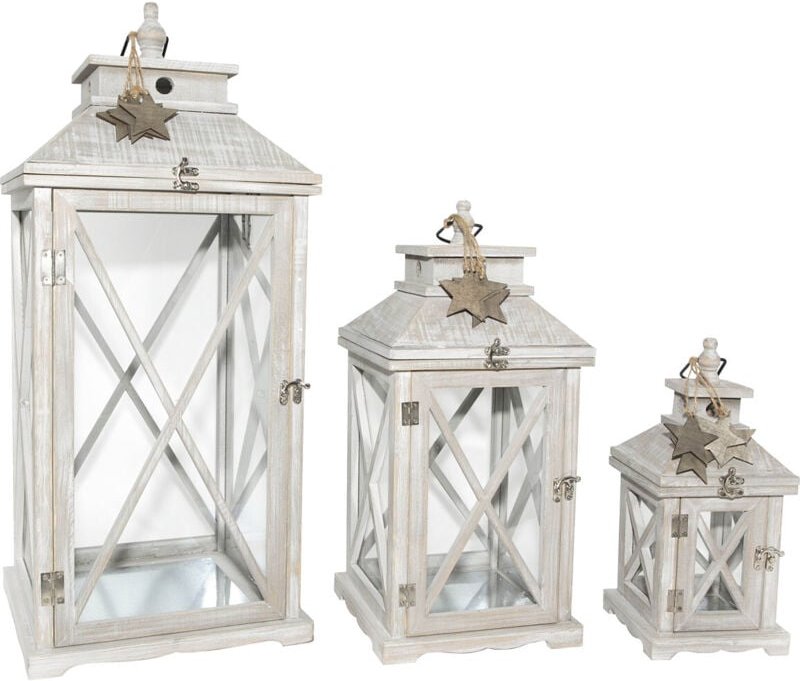 TrendLine Holzlaterne, 32 x 15 x 15 cm grau