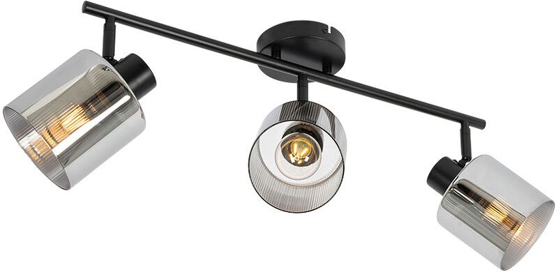 Deckenstrahler schwarz mit Rauchglas 3-flammig verstellbar - Laura