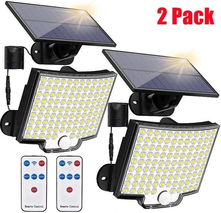 Solarlampen 106LED 4 Modi IP65 5M Bewegungssensor - 2 Pack