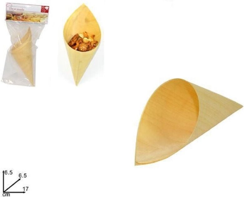 Trade Shop Traesio - Trade Shop - set 4 stück kegel aus bambusholz kegel 17 cm buffet fingerfood schüssel vorspeisen -