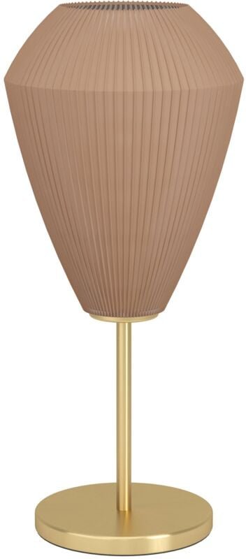 Eglo - Tischlampe Caprarola, elegante Nachttischlampe, Tischleuchte aus Metall in Messing und satiniertem Glas in Sandfa...