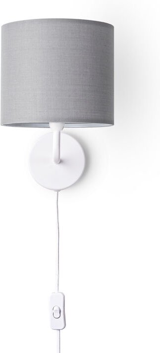 Tischlampe Wandleuchte Wohnzimmerlampe Schlafzimmer Lampenschirm Stoff Uni Wandleuchte - Weiß, Grau (Ø18 cm) - Paco Home