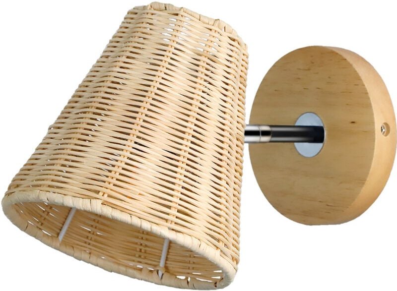 Aiperq - Rattan-Wandleuchte – rustikale Holz-Wandleuchte – verstellbarer Arm, geeignet für Kinderbett, Schlafzimmer, Woh...