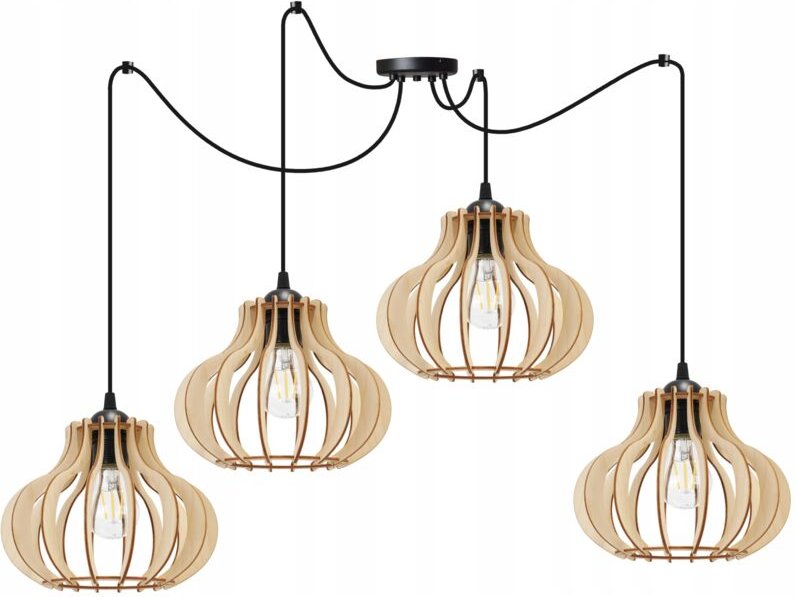 Hängelampe, Deckenleuchter, Holz, LED-Lampenschirm