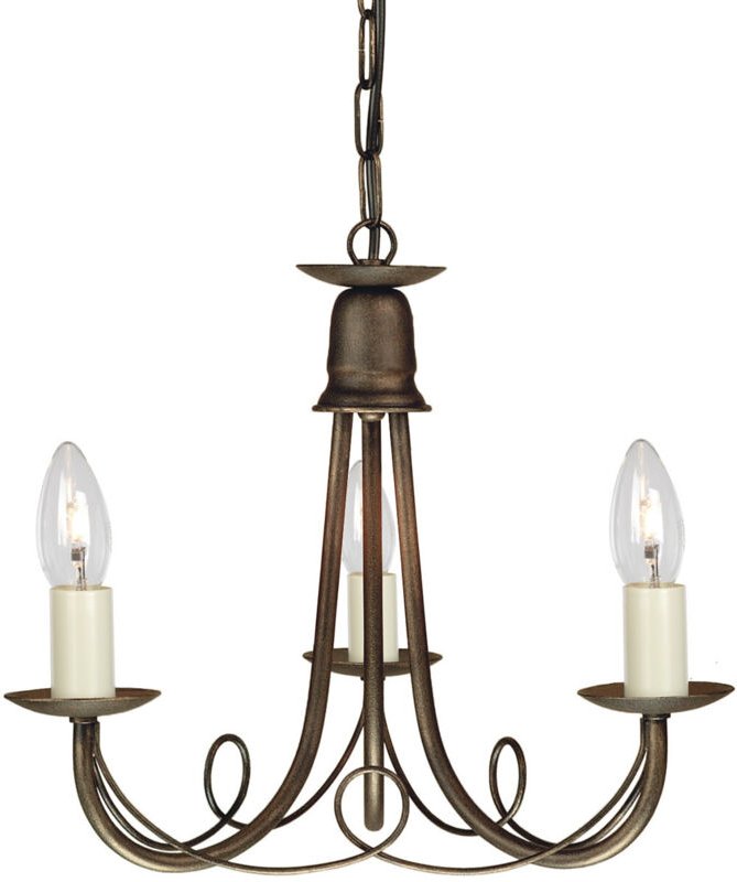 Elstead - Minster - Multi Arm Kronleuchter 3 Hellschwarz, Gold Finish, E14