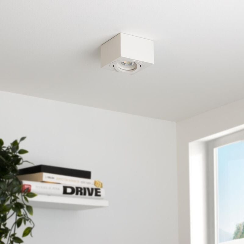Flacher Aufbaustrahler eckig schwenkbar Deckenleuchte - Farbe: weiß - LED Leuchtmittel: Ohne