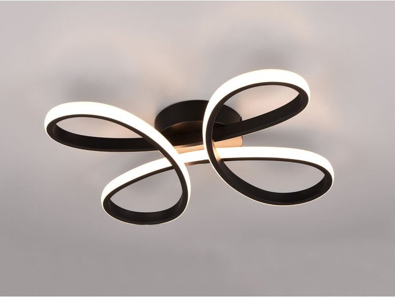 Dimmbare led Deckenleuchte fly geschwungen Schwarz, Breite 40cm